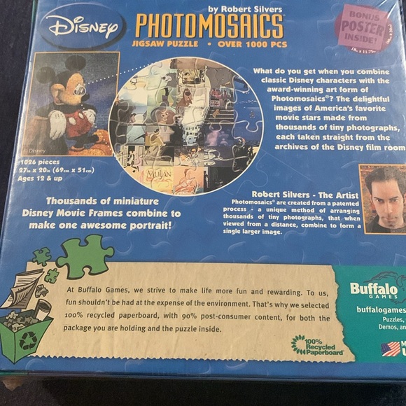 SALE 2/$10 Disney 1000 piece Robert Silvers photomosiacs puzzle Tiger Too. NWT - Picture 5 of 5